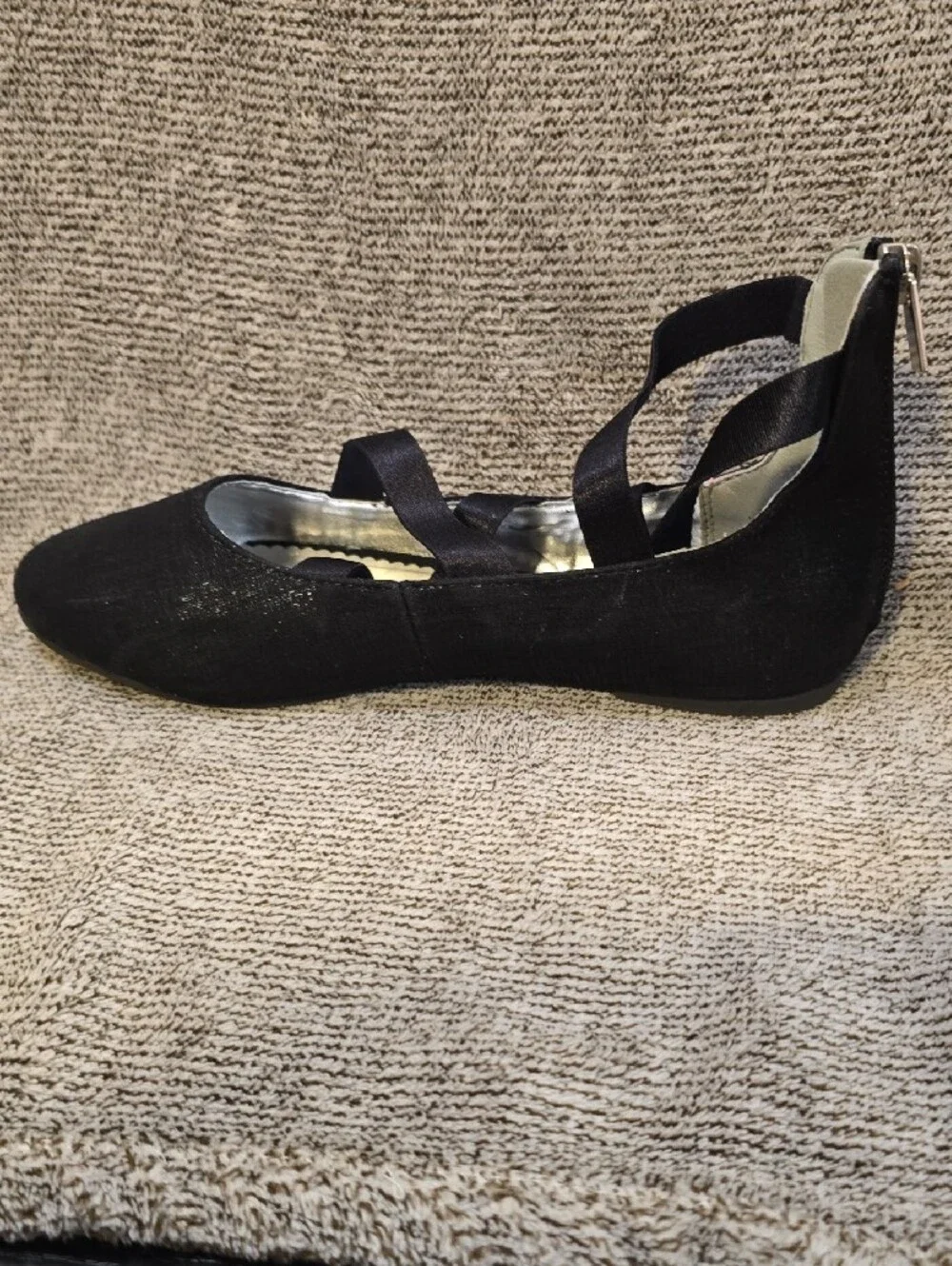 Nine West Black Ballet Flats with Crisscross Straps